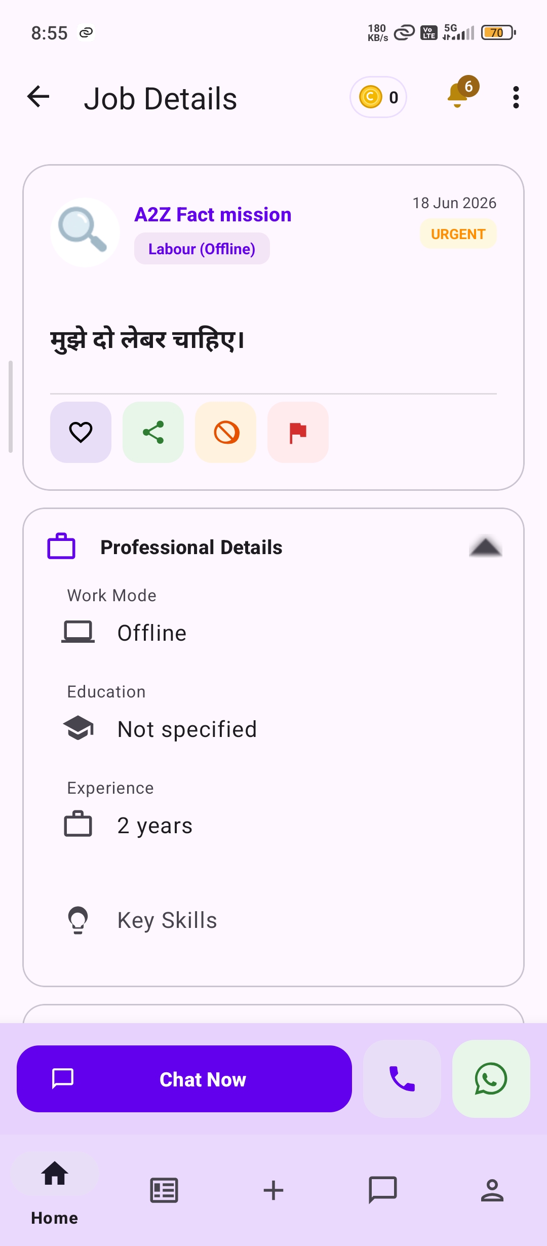 LocalWork Job Details Screen