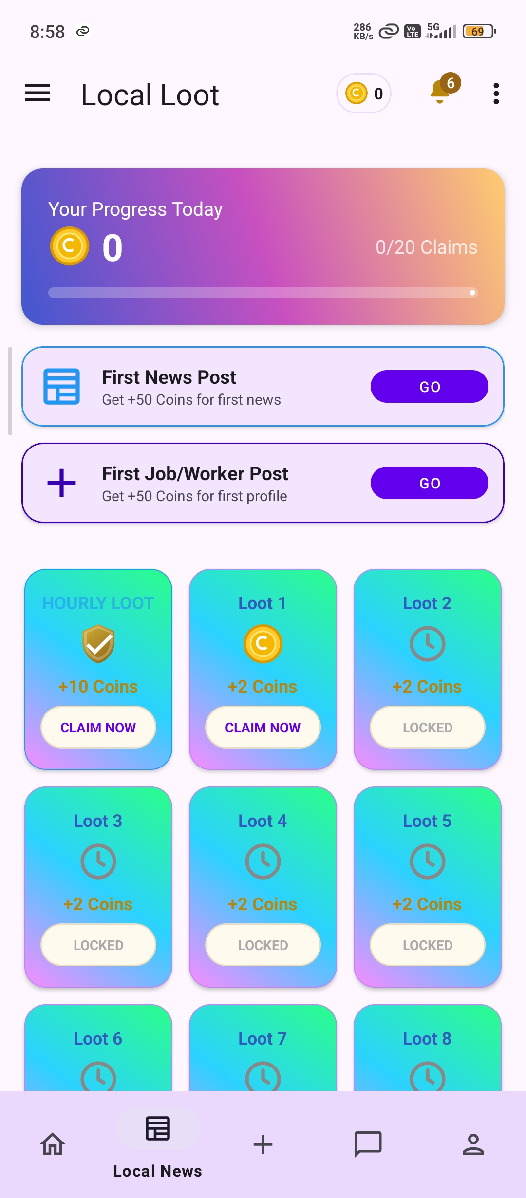 LocalWork Local Loot Screen